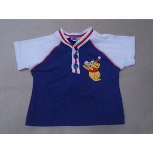 Vintage Winnie The Pooh Infants Henley Baseball Shirt Top Size 3/6 Months